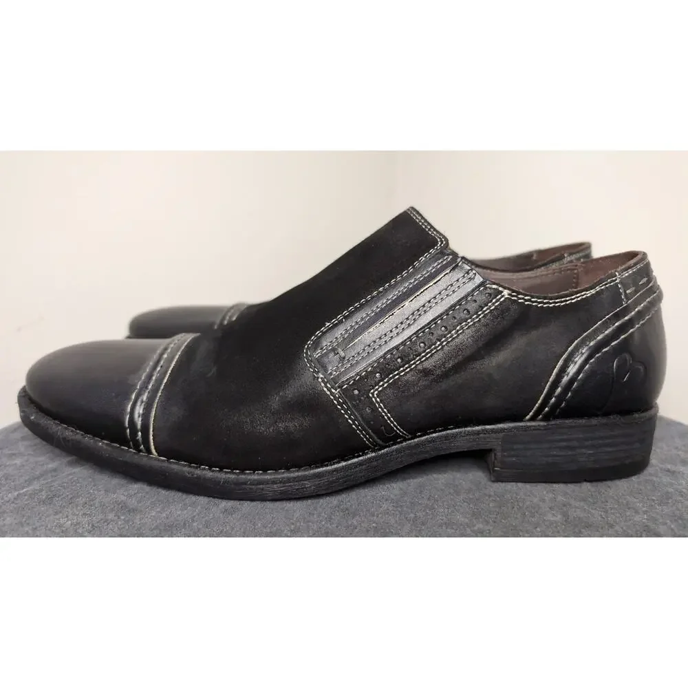 Bacco Bucci Mens Black Leather Comfort Slip On Loafers Size 11.5 Italy